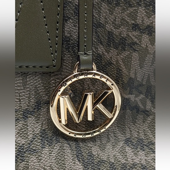 NWT MICHAEL Michael Kors Large Logo Animal Print Tote Olive with Signature Logo - Picture 8 of 9